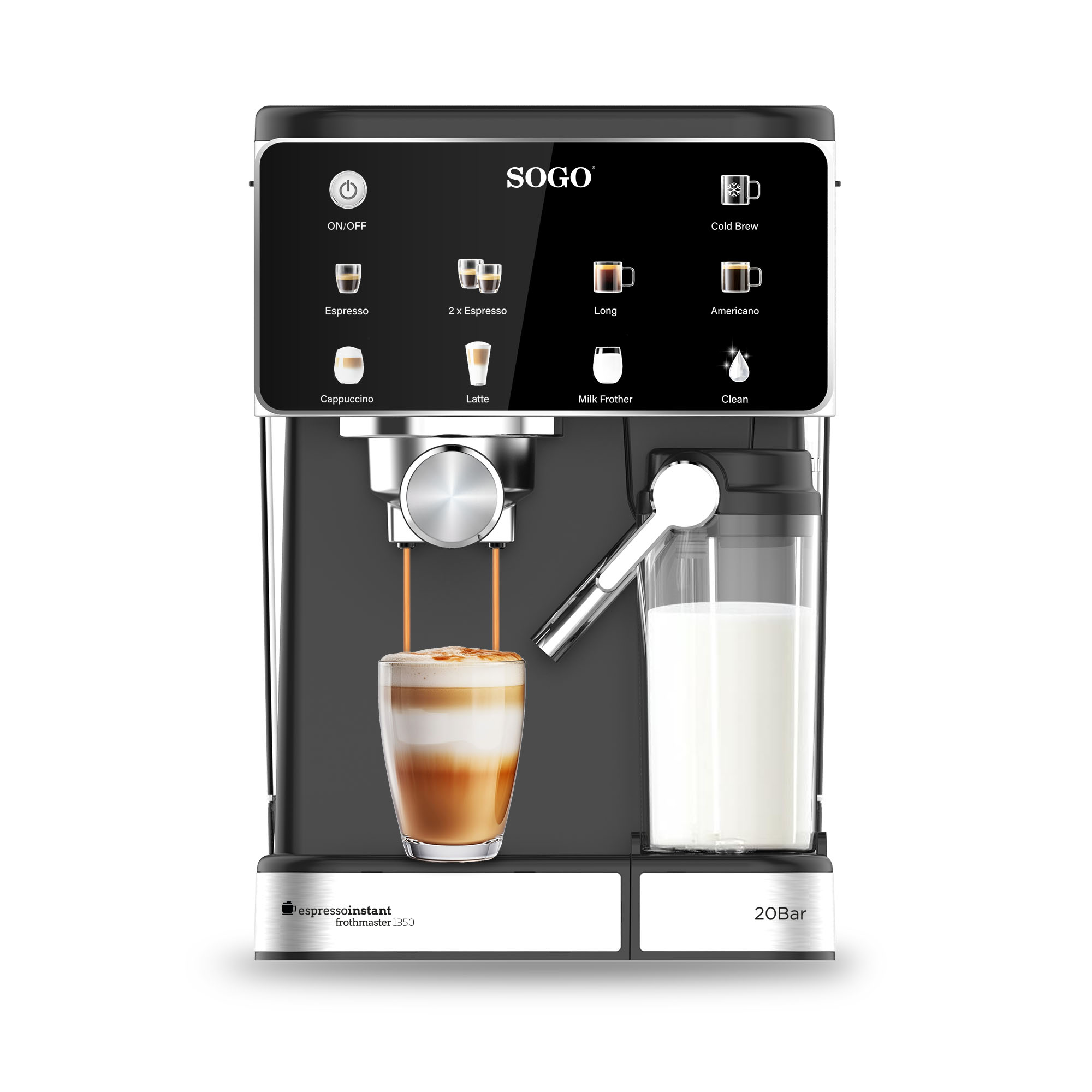 Cafetera Espresso Con Espumador de Leche "ESPRESSOINSTANT FROTHMASTER 1350" - Imagen 3