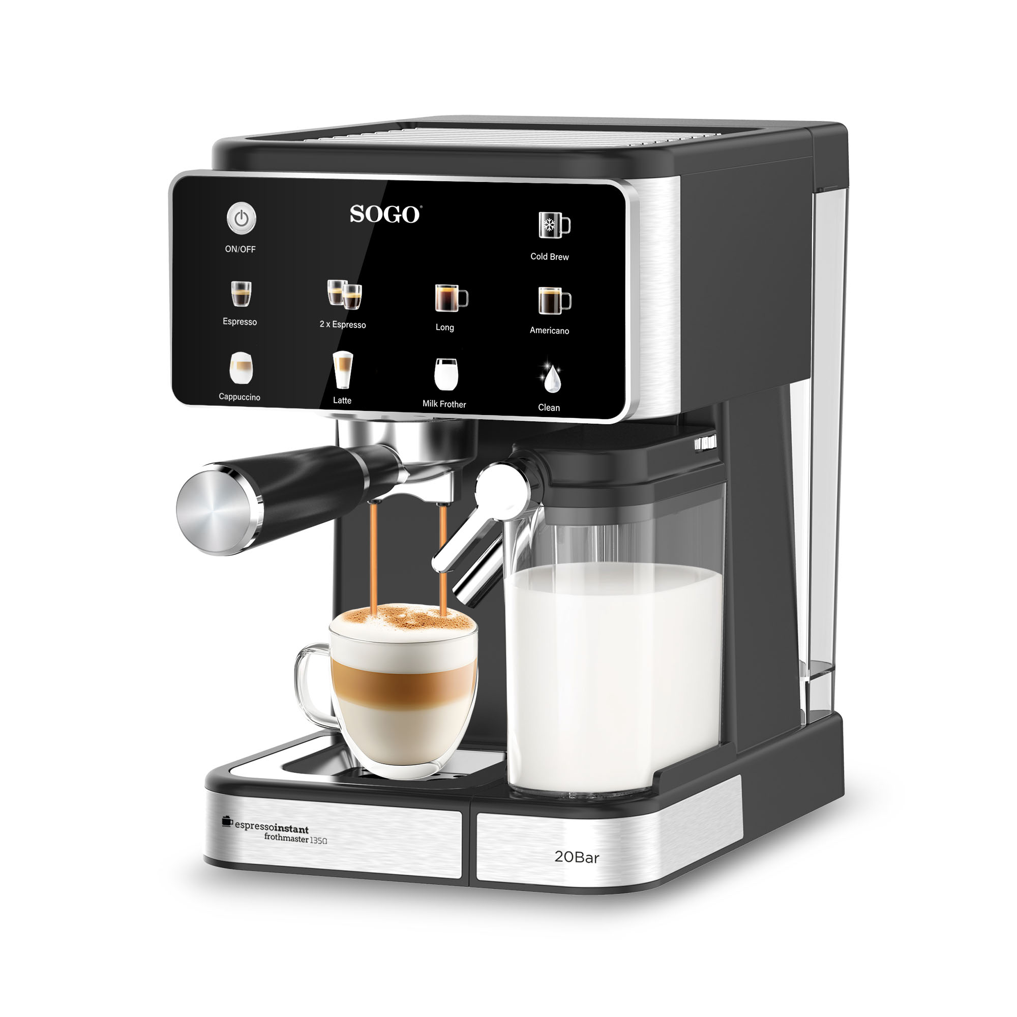 Cafetera Espresso Con Espumador de Leche "ESPRESSOINSTANT FROTHMASTER 1350" - Imagen 2