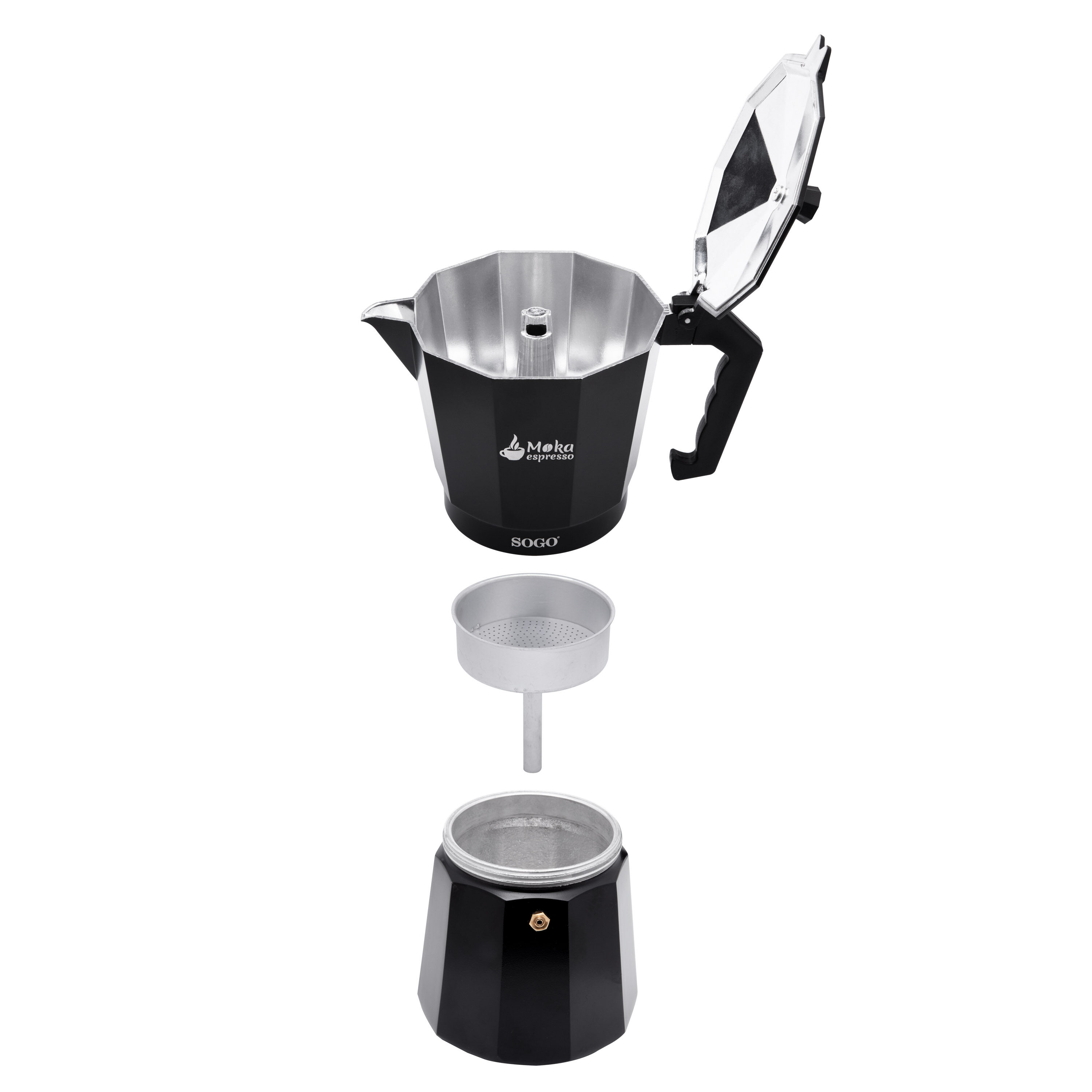 SOGO CAFETERA MOKAESPRESSO INDUCCION 12 TAZAS NEGRA - SOGO