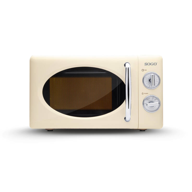 Microondas Sin Grill Retro con 6 Niveles de Potencia – 20L – 700w, Beige