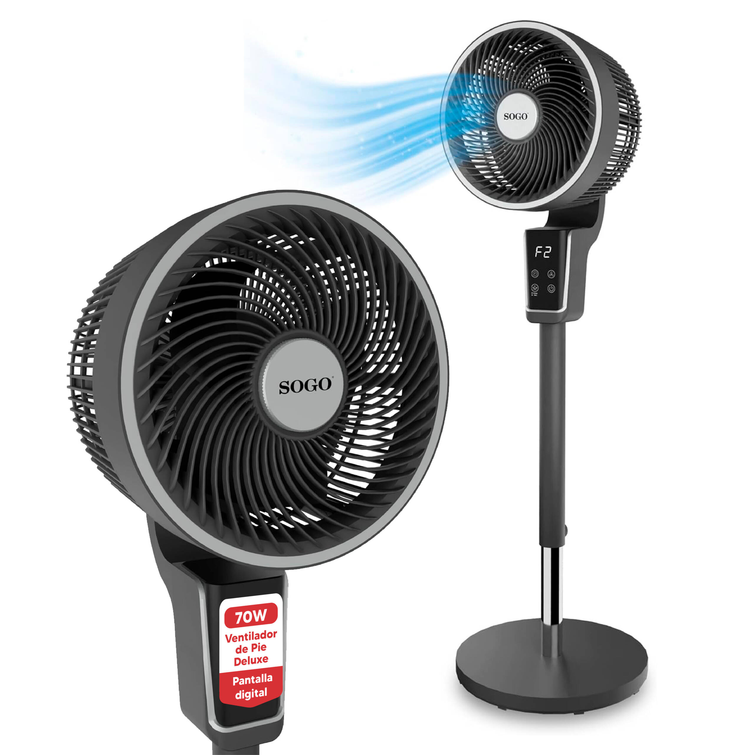 SOGO VENTILADOR 5 ASPAS BASE RDO. CON MANDO 12" (30)CM 60W - Imagen 16